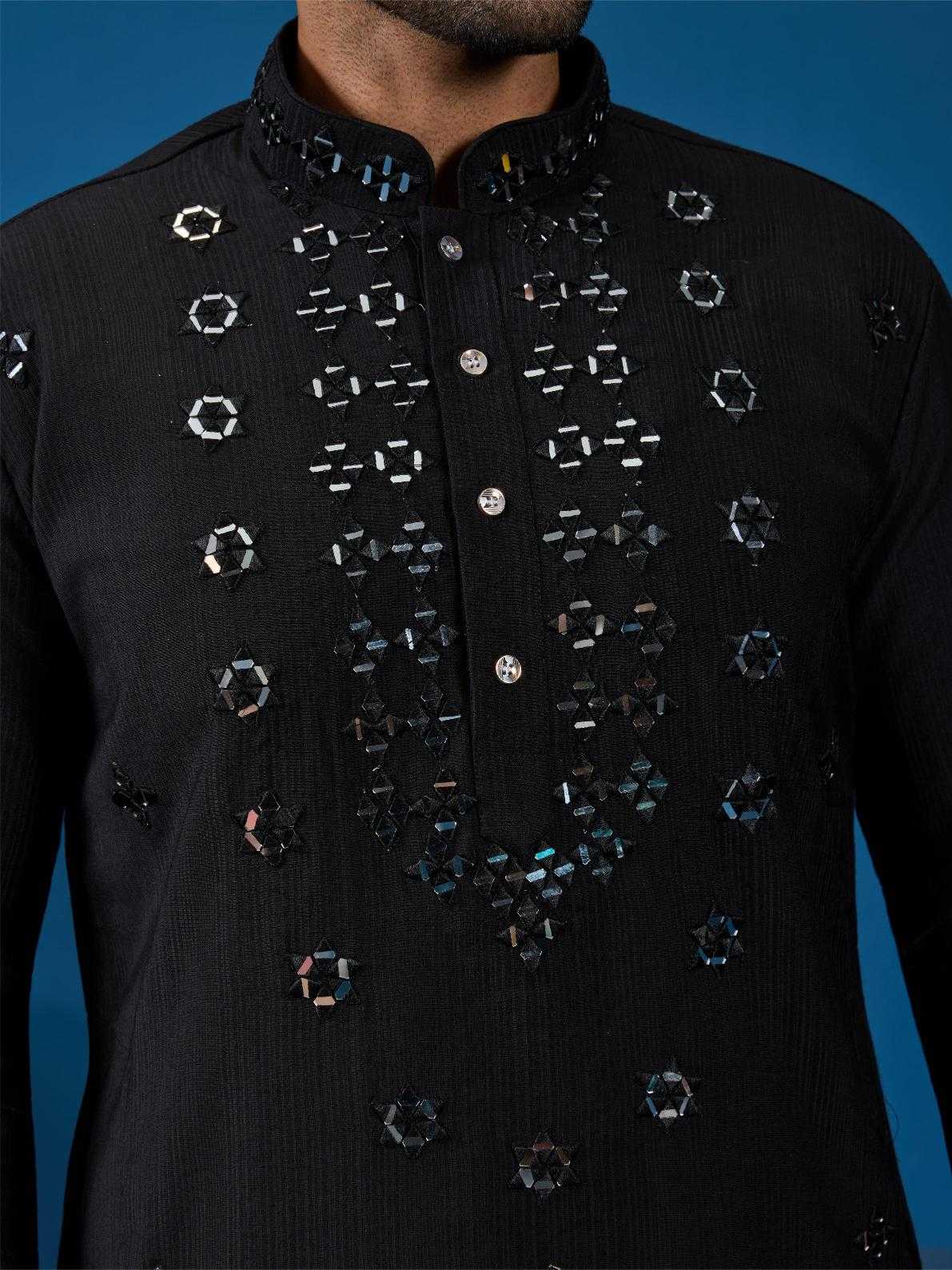 Men's Royal Viscose Silk Kurta Set – Real Mirror Work & Thread Embroidery