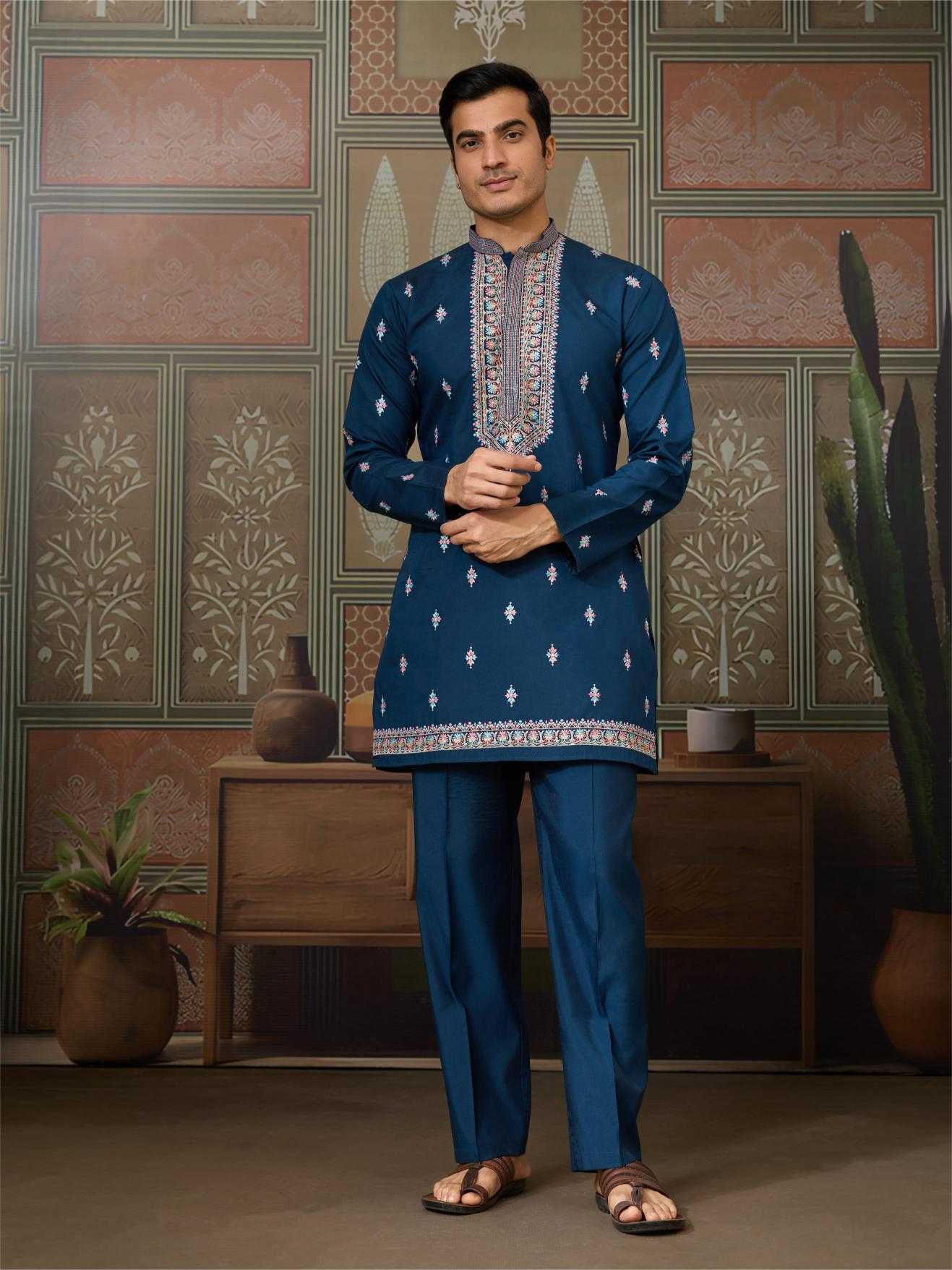 Men's Three-Piece Viscose Kurta Set with Designer Koti – Perfect for Grand Occasions